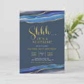 ネービモダンーブルーアゲートサプライズ誕生日 招待状 (スタンド正面)