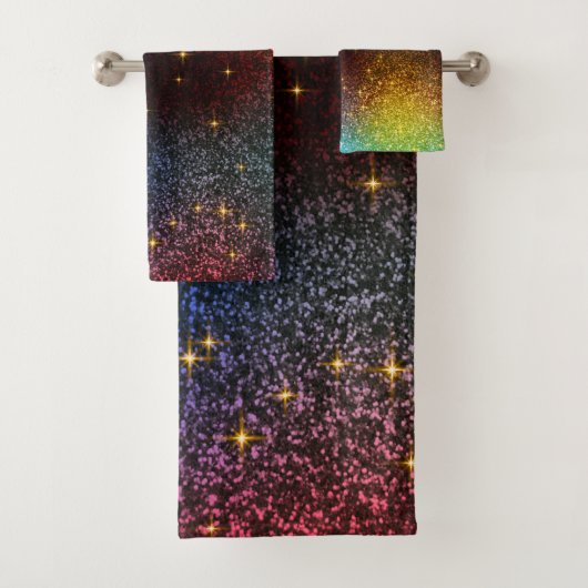 ネービモダンーブルーアンド金ゴールドグリッター構造 バスタオルセット (インサイチュ)