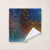 ネービモダンーブルーアンド金ゴールドグリッター構造 バスタオルセット (ウォッシュタオル)