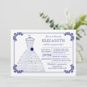 ネービモダンーブルーズド結婚レスブライダルシャワー 招待状 (スタンド正面)