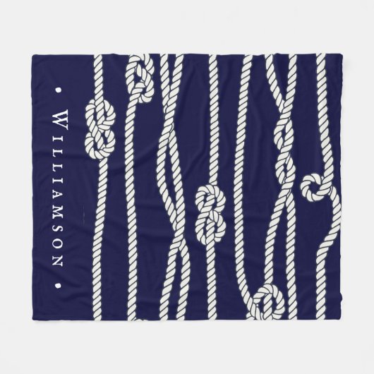 ネービーとホワイ航海のトロープの姓 フリースブランケット (正面(横))