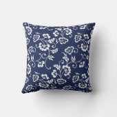 ネービーと白い花柄 クッション (裏面)