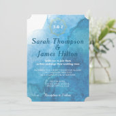 ネービーアンドホワイトウォーターカラービーチ結婚式 招待状 (スタンド正面)