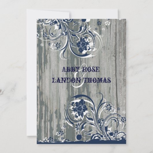 ネービーアンドホワイトオールドウッド結婚式招待状 招待状 (裏面)
