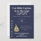 ネービーアンドホワイトサイヨルボート&いかり男の赤ちゃん 招待状 (正面)