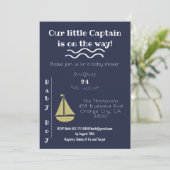 ネービーアンドホワイトサイヨルボート&いかり男の赤ちゃん 招待状 (スタンド正面)