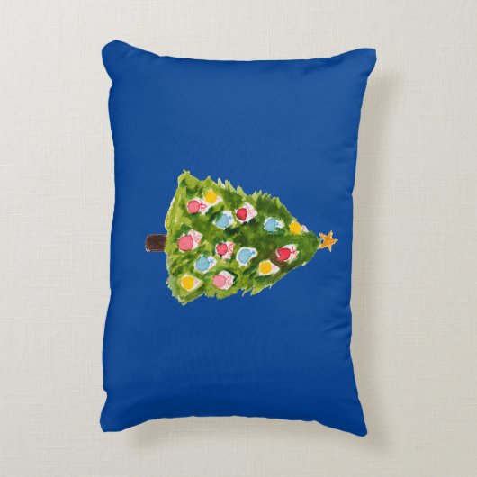 ネービーウォーターカラークリスマスナツクラッカーピローケース アクセントクッション (裏面(縦))