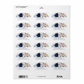 ネービーウォーターカラーフローラ差出人住所ラベル ラベル (フルシート)