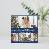 ネービーエレガントとホワイト4のフォトコラージュクリスマス シーズンカード (スタンド正面)