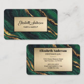 ネービーグリーンアンド金ゴールドグリッターマーブルアゲモダンート  名刺 (正面/裏面)