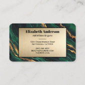 ネービーグリーンアンド金ゴールドグリッターマーブルアゲモダンート  名刺 (裏面)