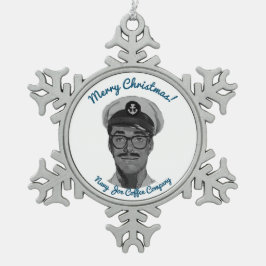 ネービージョーコーヒークリスマス飾り スノーフレークピューターオーナメント