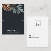 ネービーパインコーンブランチネックレスイヤリングディスプレイ 名刺 (正面/裏面)