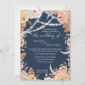 ネービーパンパスグラス赤面ピンクフローラトゥインクルライト 招待状 (正面)