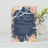 ネービーパンパスグラス赤面ピンクフローラトゥインクルライト 招待状 (スタンド正面)