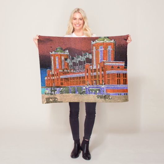 ネービーピアシカゴ1920年スウォーターカラーアートウィンディシティ フリースブランケット (インサイチュ)