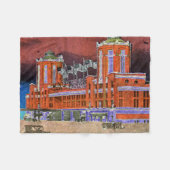 ネービーピアシカゴ1920年スウォーターカラーアートウィンディシティ フリースブランケット (正面(横))