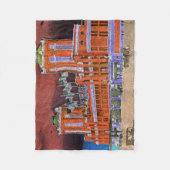 ネービーピアシカゴ1920年スウォーターカラーアートウィンディシティ フリースブランケット (正面)