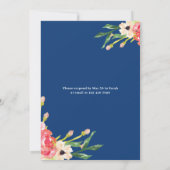 ネービーピンクオレンジ水彩フローラカップルのシャワー 招待状 (裏面)