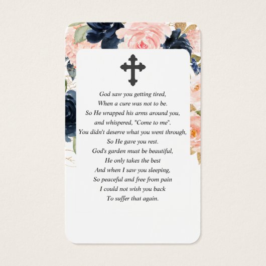 ネービーピンクフローラフォト悔やみや弔慰葬儀祈りの言葉 (裏面)