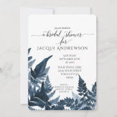 ネービーファーン葉樹林植物ブライダルシャワー 招待状 (正面)