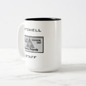 ネービーフォトスクールサイン#1ツートーンマグ、15オンス ツートーンマグカップ (正面左)