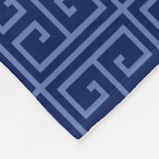 ネービーブパーソナライズされたルーギリシャ語の鍵パターン フリースブランケット (角)