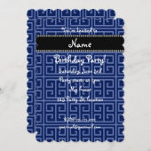 ネービーブパーソナライズされたルーギリシャ語の鍵パターン 招待状 (正面/裏面)