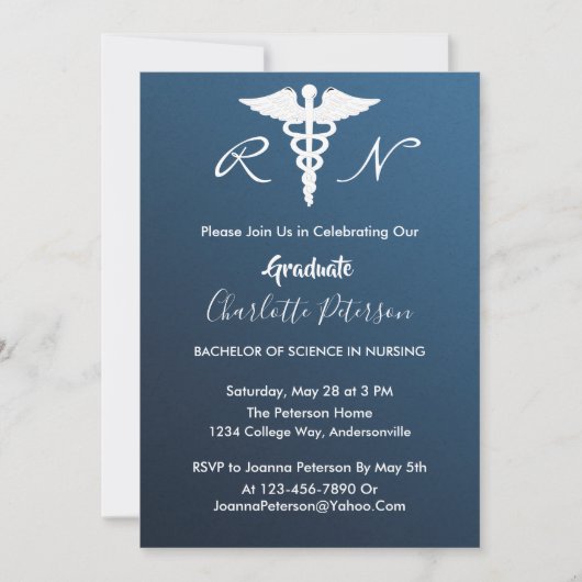 ネービーブモダンルーナース卒業パーティー招待状 招待状 (正面)