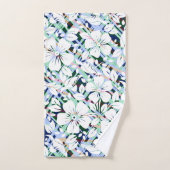 ネービーブモダンルーミントグリーンフローラプリント バスタオルセット (ハンドタオル)
