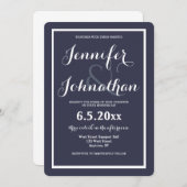 ネービーブモダンルー結婚式招待状 招待状 (正面/裏面)