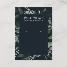 ネービーブラックフレームの葉のイヤリングネックレスディスプレイ