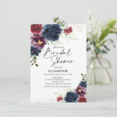 ネービーブルゴーニュはっきりしたフローラブライダルシャワー 招待状 (スタンド正面)