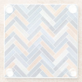 ネービーブルーとオレンジのヘリンボーンパターン ガラスコースター (裏面)