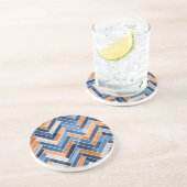 ネービーブルーとオレンジのヘリンボーンパターン コースター (側面)