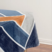 ネービーブルーとオレンジのヘリンボーンパターン テーブルクロス (インサイチュ)