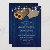 ネービーブルーとヒマワリーのフローラ結婚式招待状 招待状 (正面/裏面)