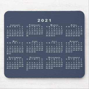 ネービーブルーとホワイト2021年カレンダー マウスパッド