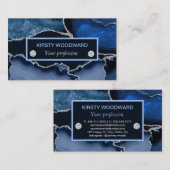 ネービーブルーアンドシルバーグリッターアゲート 名刺 (正面/裏面)