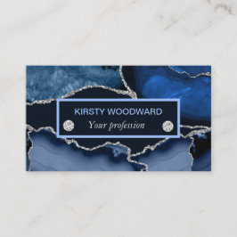 ネービーブルーアンドシルバーグリッターアゲート 名刺