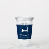 ネービーブルーアンドホワイトケープコッドマ結婚ップズゲスト アクリルタンブラー (正面)