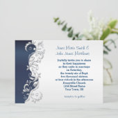 ネービーブルーアンドホワイトフロリド結婚式招待状 招待状 (スタンド正面)