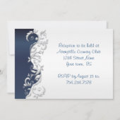 ネービーブルーアンドホワイトフロリド結婚式招待状 招待状 (裏面)