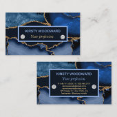 ネービーブルーアンド金ゴールドグリッターアゲート 名刺 (正面/裏面)