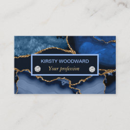 ネービーブルーアンド金ゴールドグリッターアゲート 名刺