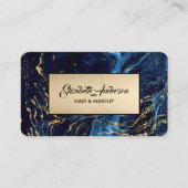 ネービーブルーアンド金ゴールドグリッターマーブルアゲート    名刺 (正面)