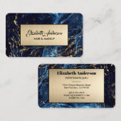 ネービーブルーアンド金ゴールドグリッターマーブルアゲート 名刺 (正面/裏面)
