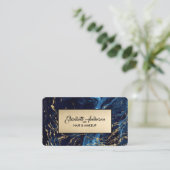 ネービーブルーアンド金ゴールドグリッターマーブルアゲート 名刺 (スタンド正面)