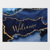ネービーブルーアンド金ゴールドフェイクグリッターマーブルゲート ウィンドウサイン (シート)