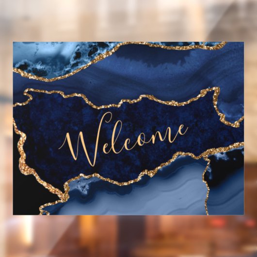 ネービーブルーアンド金ゴールドフェイクグリッターマーブルゲート ウィンドウサイン (シート2)